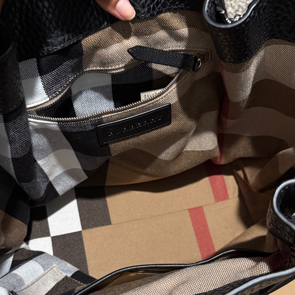 SOLD Burberry Textured Black Leather Shoulder Tote - Picture 9 of 15